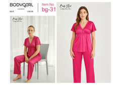  Silk Nightwear Set - 2 Piece Luxury Empire Waist Pajama Set