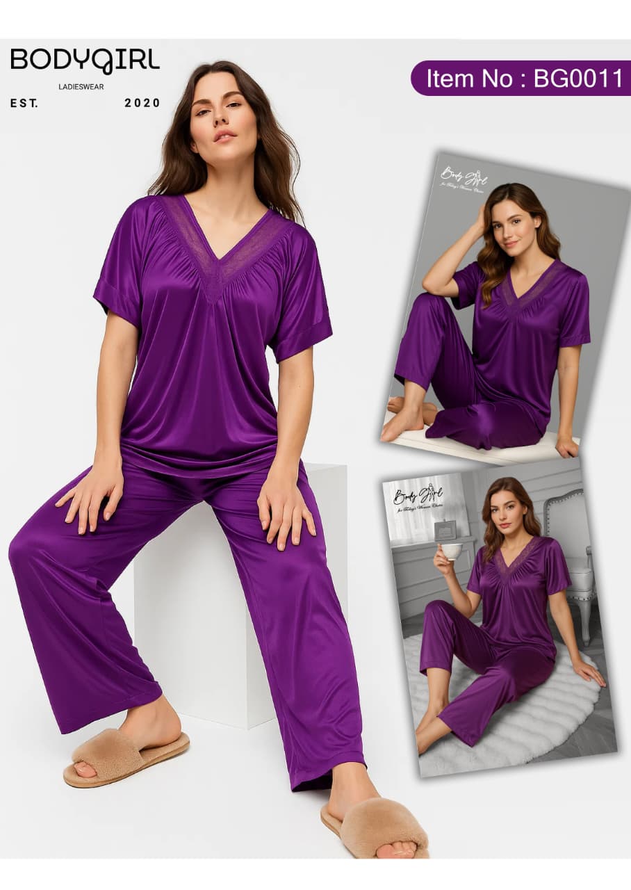 Silk Nightwear Set - 2 Piece Luxury V-Neck Pajama Set for Women