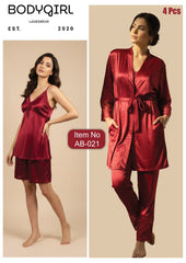 BodyGirl 3-Piece Silk Gown Set