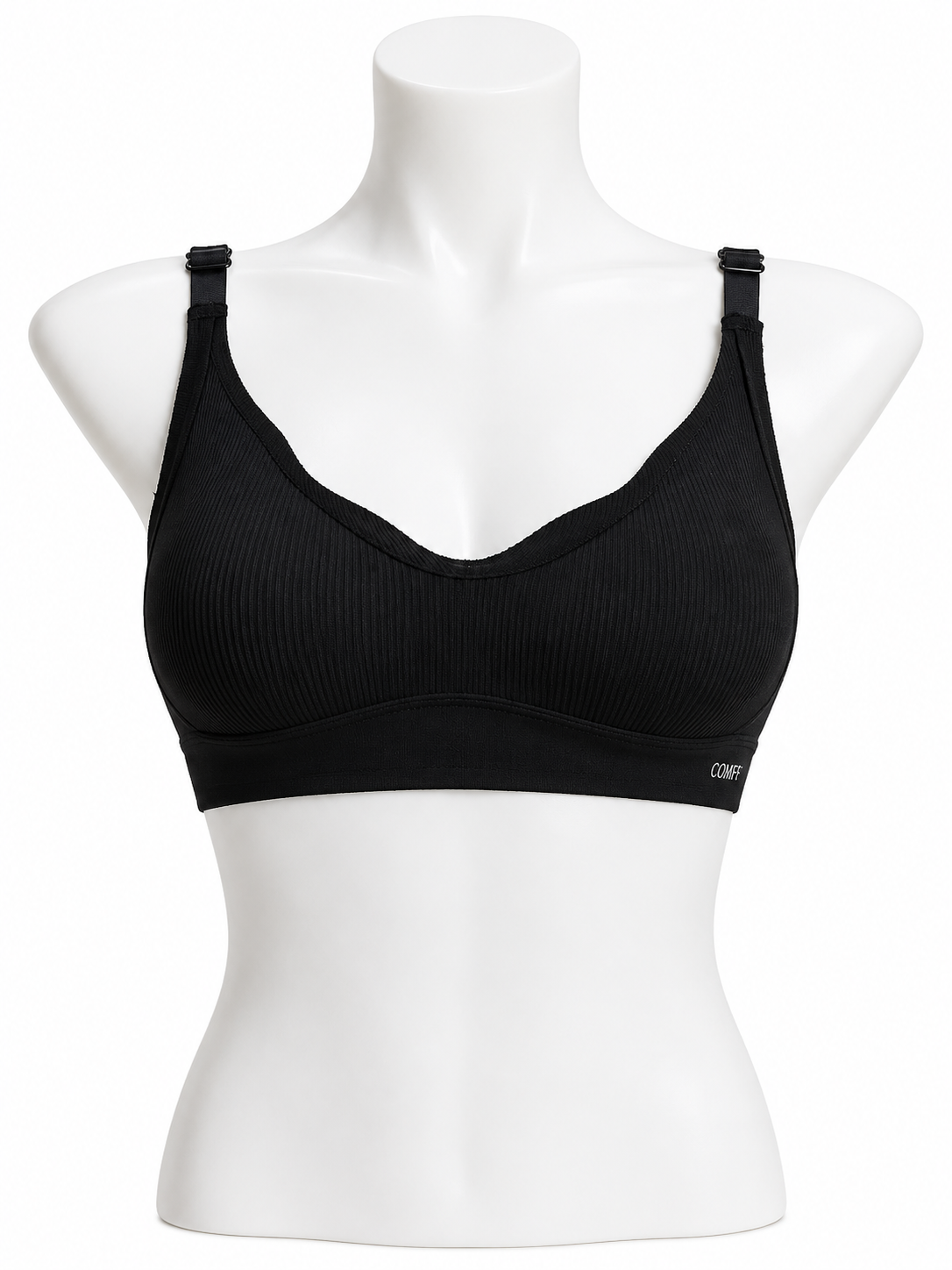 Ribbed Seamless Bra – Free Size | Black