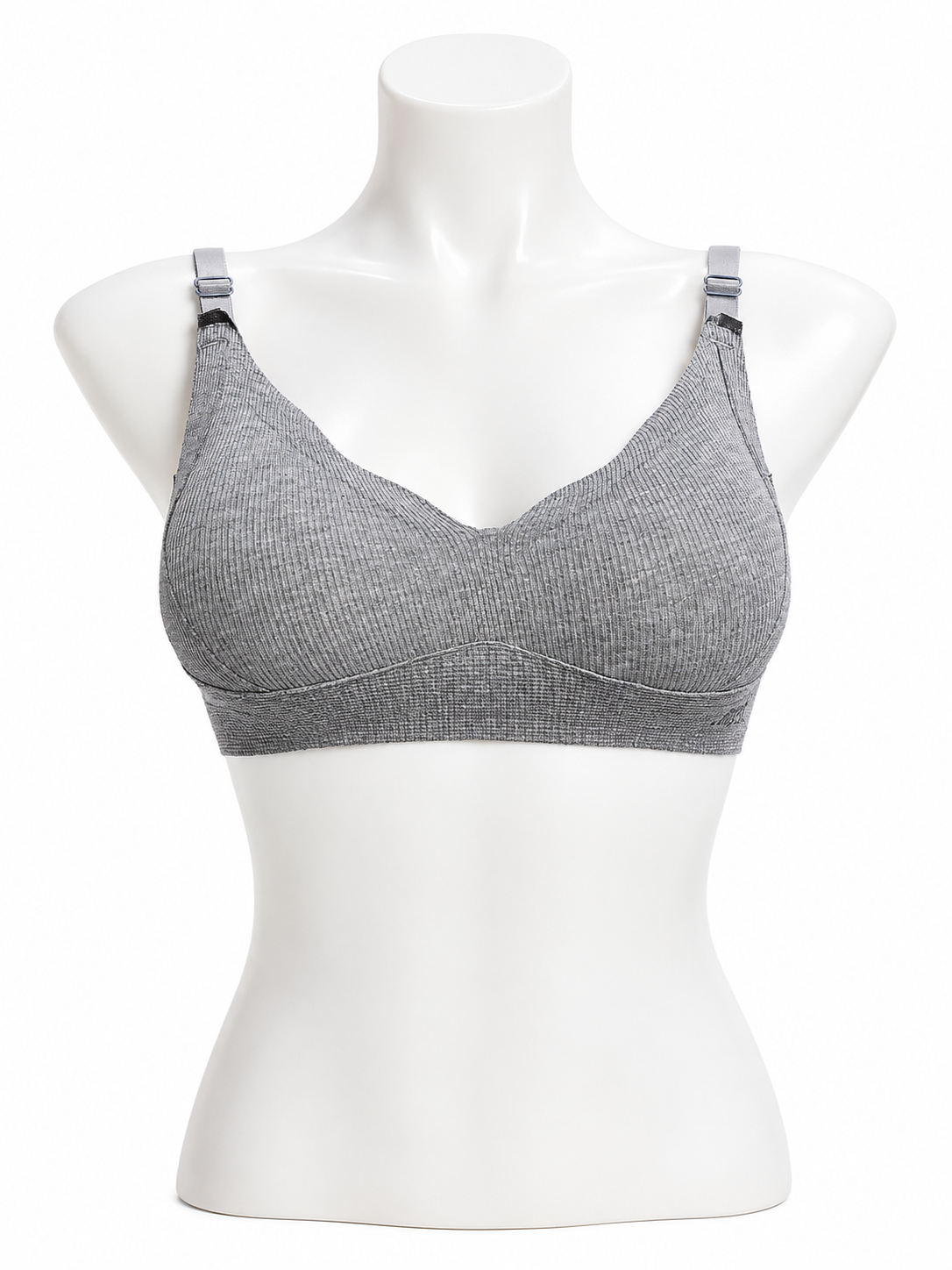 Ribbed Seamless Bra – Free Size | Grey